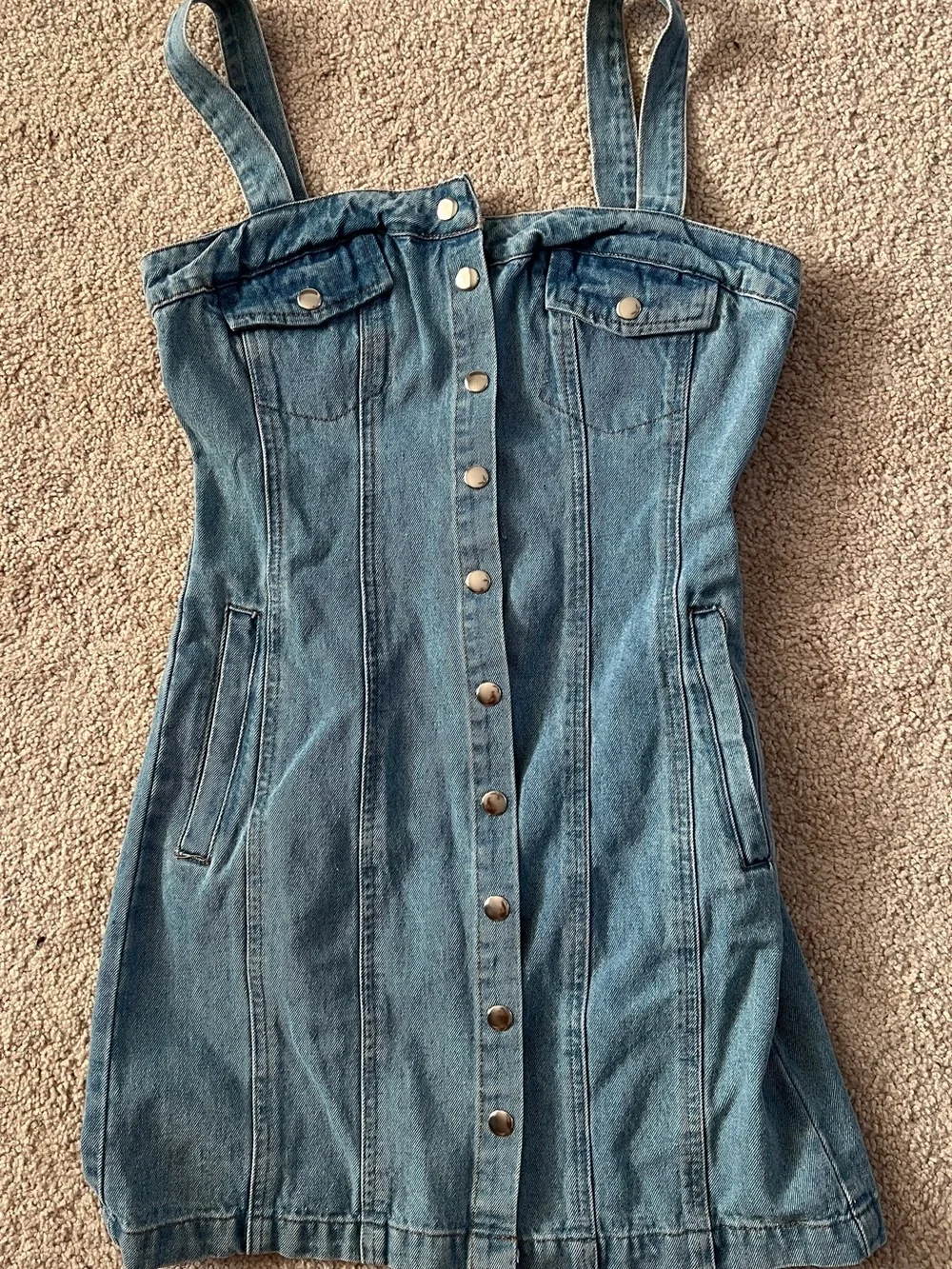BDG Light Blue Denim Button-Front Mini Dress
